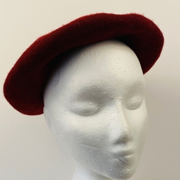 WOOL beret burgundy banana republic blend stretch - Picture 6 of 9
